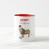 Mug Lion de Noël animal drôle avec chapeau de Père Noë (Centre)