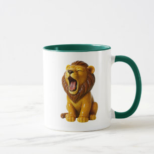 Mug Lion en trois dimensions qui baille.