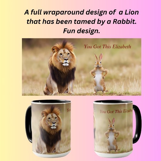 Mug Lion et un lapin design amusant
