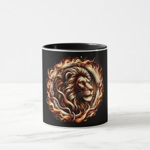 Mug Lion flamboyant dans un anneau de flammes d'Astrol