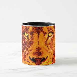 Mug Lion flamboyant rouge orange dos jaune
