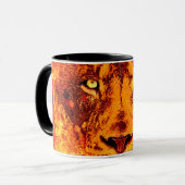 Mug Lion flamboyant rouge orange dos jaune (Devant gauche)