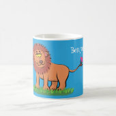 Mug Lion joyeux avec dessin animé de papillon (Centre)