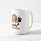 Mug Lion Lifting Light Weights – Cute Gym Animal Illus (Devant droit)