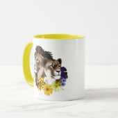 Mug Lion Lionne Floral Vert (Devant gauche)