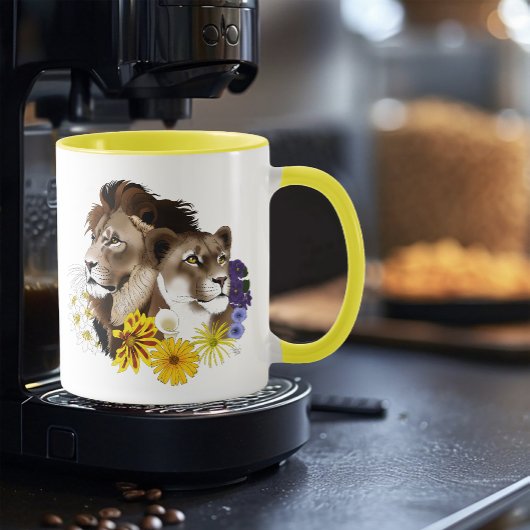 Mug Lion Lionne Floral Vert