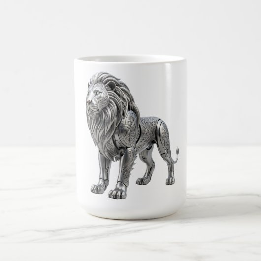 Mug Lion majestueux celtique argent avec nœud complexe (Centre)