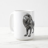 Mug Lion majestueux celtique argent avec nœud complexe (Devant gauche)