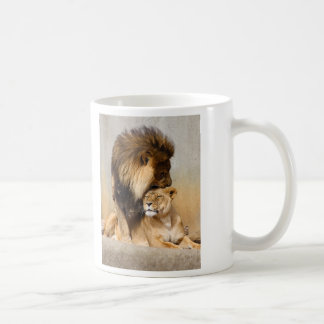 Mug Lion masculin et femelle dans l'amour