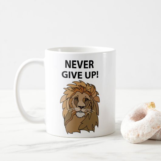 Mug Lion Ne Jamais Abandonner Lion (Avec donut)