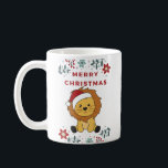 Mug Lion Noël Neige Animaux d'hiver Lions<br><div class="desc">Le lion pour la carte de voeux de Noël. Animaux amusants avec des cadeaux et de la neige pour les vacances. Aussi drôle pour noël en juillet. Les lions sont de mignons animaux et parfaits pour Noël.</div>