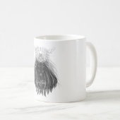 Mug Lion noir avec couronne Antlers et monogramme (Devant droit)