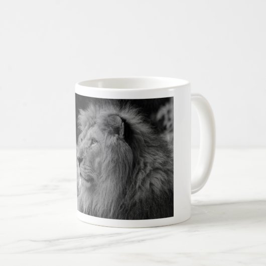 Mug Lion noir et blanc - Animal sauvage (Devant droit)