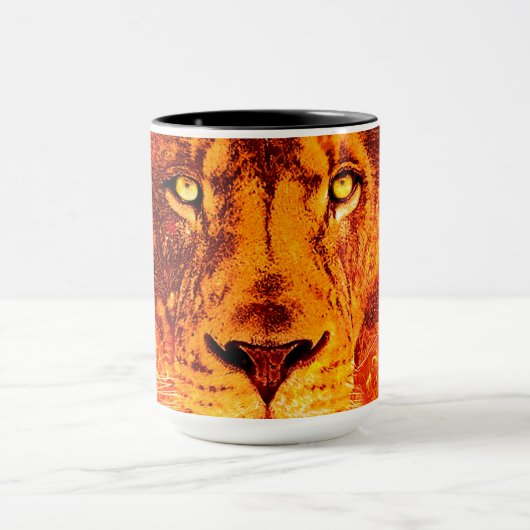 Mug Lion noir rouge en feu (Centre)