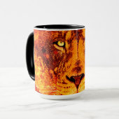 Mug Lion noir rouge en feu (Devant gauche)