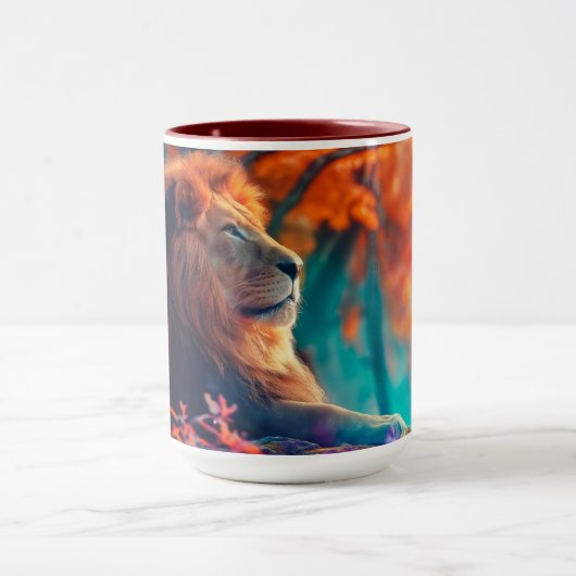 Mug Lion royal dans la conception forestière enchantée (Centre)