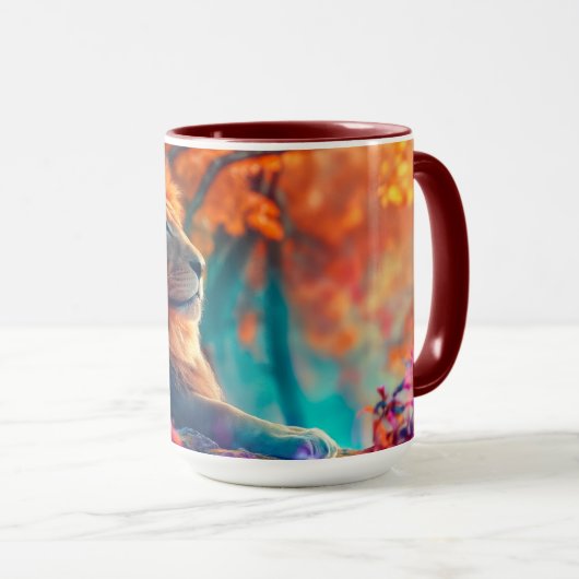 Mug Lion royal dans la conception forestière enchantée (Devant droit)