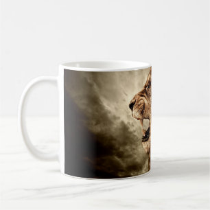Mug Lion rugissant : Art Vintage majestueux.