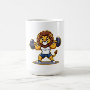 Mug Lion soulève des poids légers – Illustration d'ani