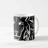 Mug Lion tribal noir et blanc (Devant droit)