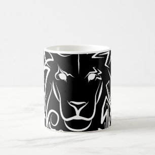 Mug Lion tribal noir et blanc