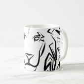 Mug Lion tribal noir et blanc (Devant droit)