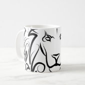 Mug Lion tribal noir et blanc (Devant gauche)