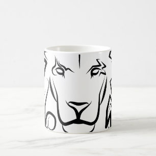 Mug Lion tribal noir et blanc