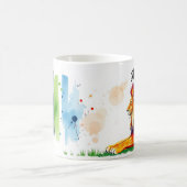 Mug Lion Vibrant Avec Paint Splateaux Brosses (Centre)