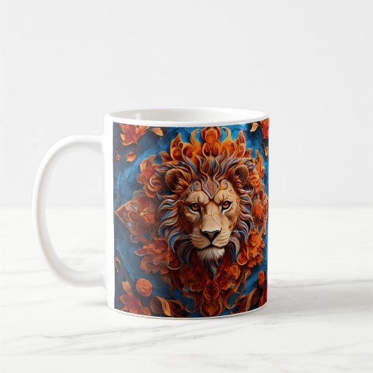 Mug Lion vibre avec motifs floraux (Gauche)