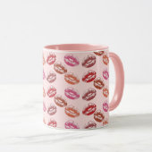 Mug Lipstick Kiss Lip Prints rose (Devant droit)