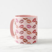 Mug Lipstick Kiss Lip Prints rose (Devant gauche)