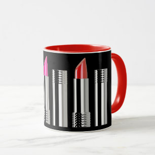 Mug Lipstick motif beauté cosmétologie noir rouge rose