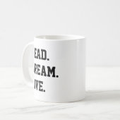 Mug LIRE DREAM LIVE. Noir et blanc (Devant gauche)