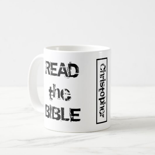 Mug Lire la Bible Blanc et Noir (Devant gauche)