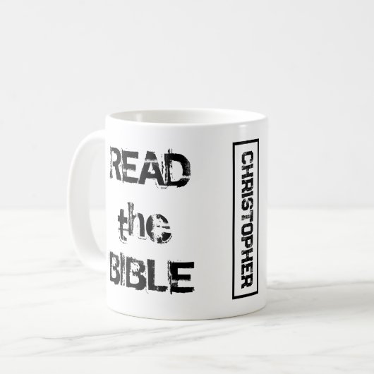 Mug Lire La Bible Blanc & Noir (Devant gauche)