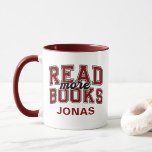 Mug Lire plus de livres Maroon Varsity Lecteurs Biblio