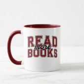 Mug Lire plus de livres Rouge foncé Varsity Lecteurs B (Gauche)