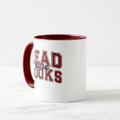Mug Lire plus de livres Rouge foncé Varsity Lecteurs B (Devant gauche)