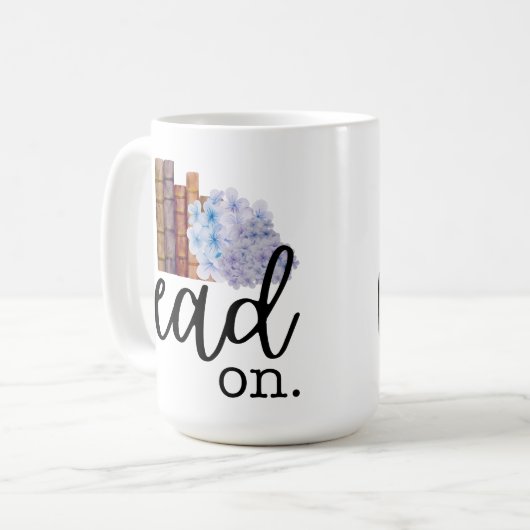 Mug Lire sur (avec Hydrangeas) (Devant gauche)