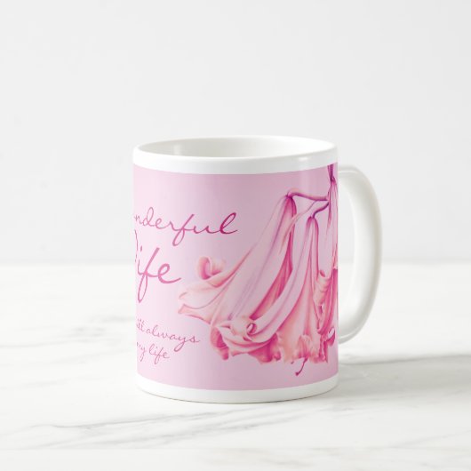 Mug "lis" art "Merveilleuse femme" verse teinte rose m (Devant droit)