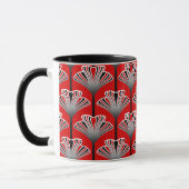 Mug Lis d'art déco, rouge-foncé et gris/gris (Gauche)