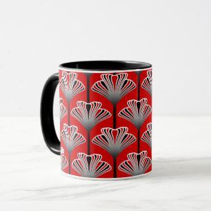 Mug Lis d'art déco, rouge-foncé et gris/gris