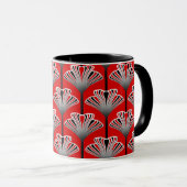 Mug Lis d'art déco, rouge-foncé et gris/gris (Devant droit)
