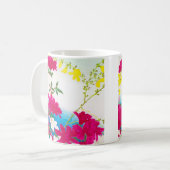 Mug lis japonais - magenta, jaune bleu (Devant gauche)