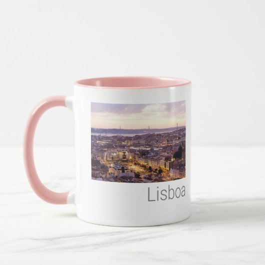 Mug Lisbonne Portugal Sunset Skyline Cityscape Souveni (Gauche)