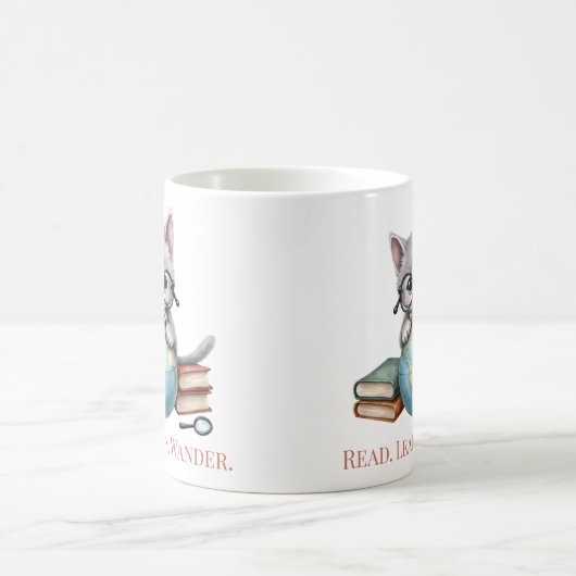 Mug "Lisez. Apprenez. Allez-y." Chat de réservation mi (Centre)