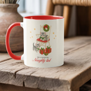 Mug Liste de chats de Noël personnalisée vintage