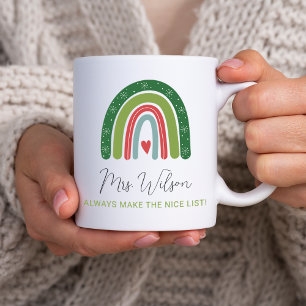 Mug Liste de Noël Arc-en-ciel des Enseignants Gentils