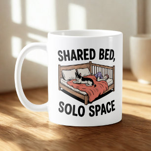 Mug Lit Partagé, Espace Solo Humour de Chien & Chat
